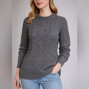 Highland Craft 100% Wool Cable Knit Sweater • Made in Scotland